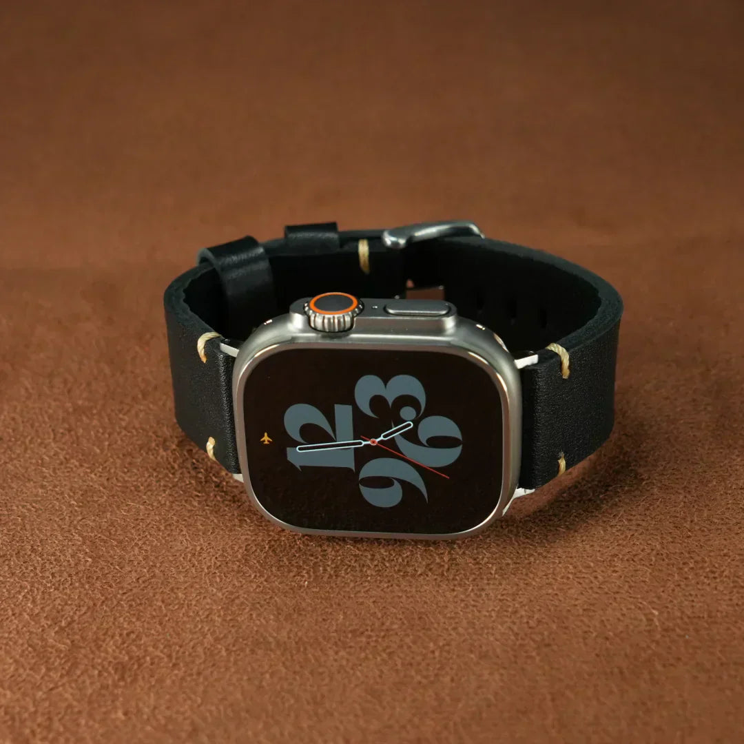 Marlo fuldkornslæder Apple Watch-rem med spænde i rustfrit stål
