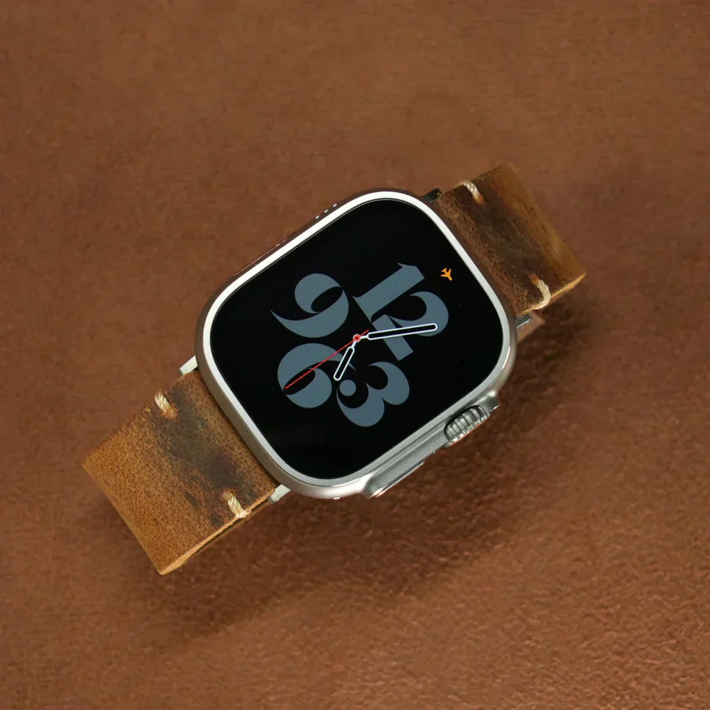 Marlo fuldkornslæder Apple Watch-rem med spænde i rustfrit stål
