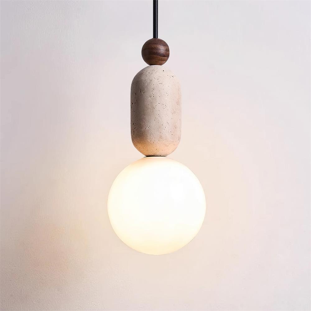 Gavon Glass & Travertine Pendant Lamp | Fioriscas