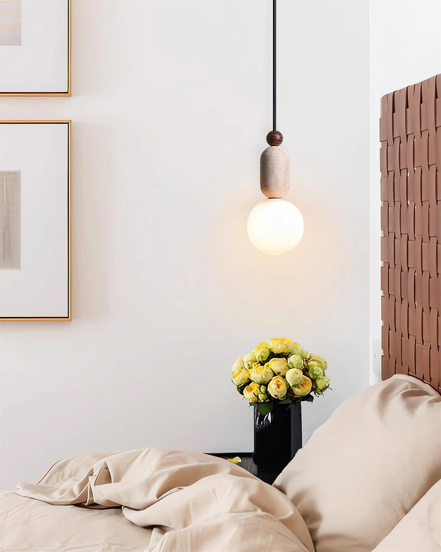Gavon Glass & Travertine Pendant Lamp | Fioriscas