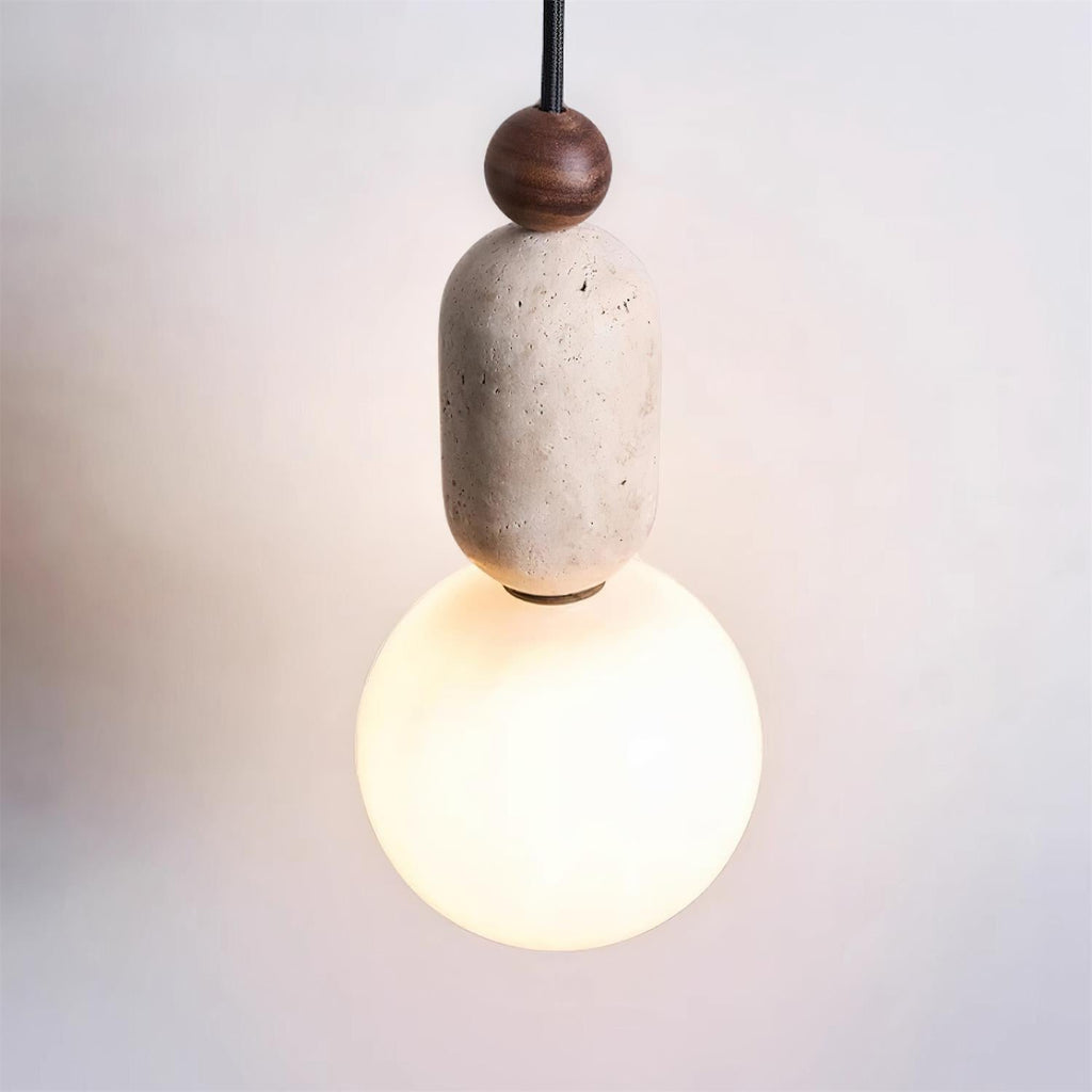 Gavon Glass & Travertine Pendant Lamp | Fioriscas