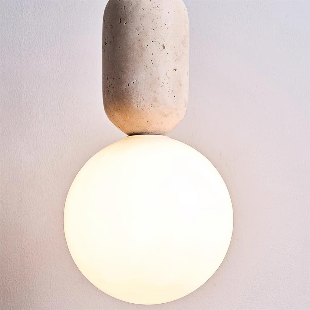 Gavon Glass & Travertine Pendant Lamp | Fioriscas