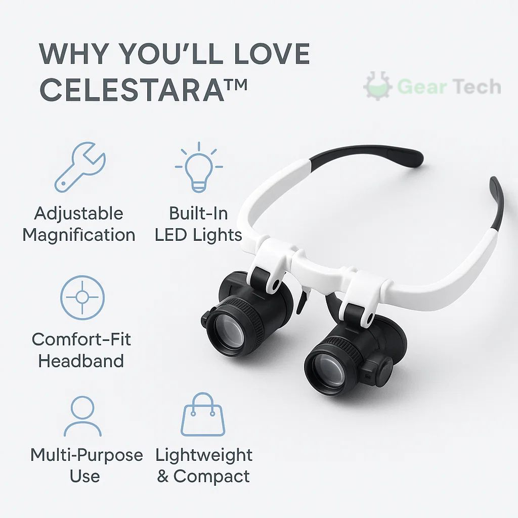 ClariVue LED Magnifier Glasses With 8x-23x Zoom And Brightness Control