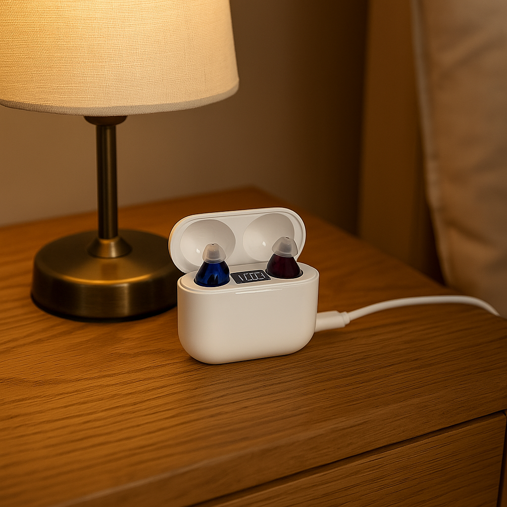 AureaSilk Amplificateur audio intra-auriculaire discret, rechargeable, avec conversations claires
