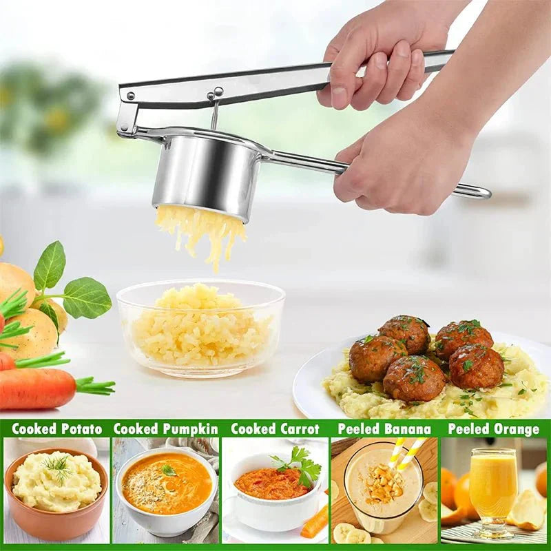 Stainless Steel Potato Press with 3 Discs for Perfect Purees & Juices - Fioriscas