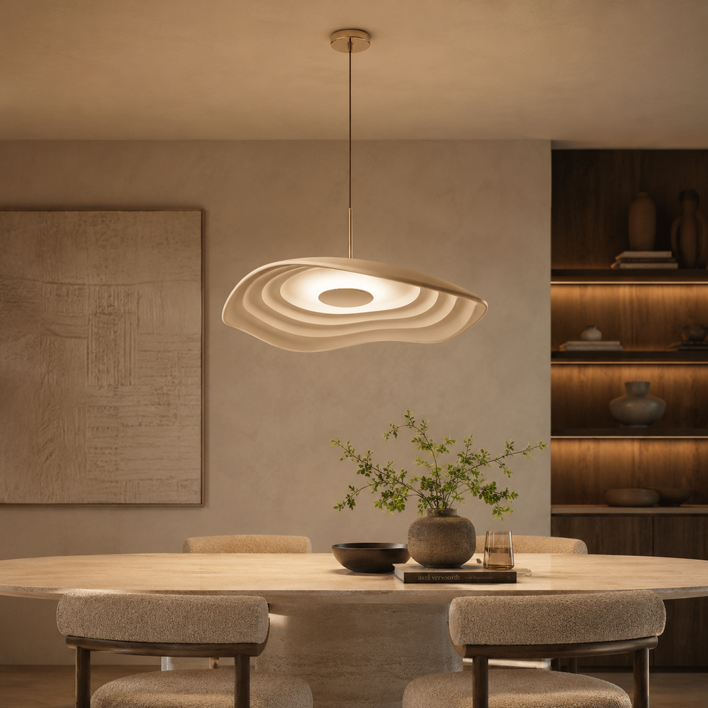 Luna Ripple Pendant Light With Warm Soft Glow In Elegant Wave Form