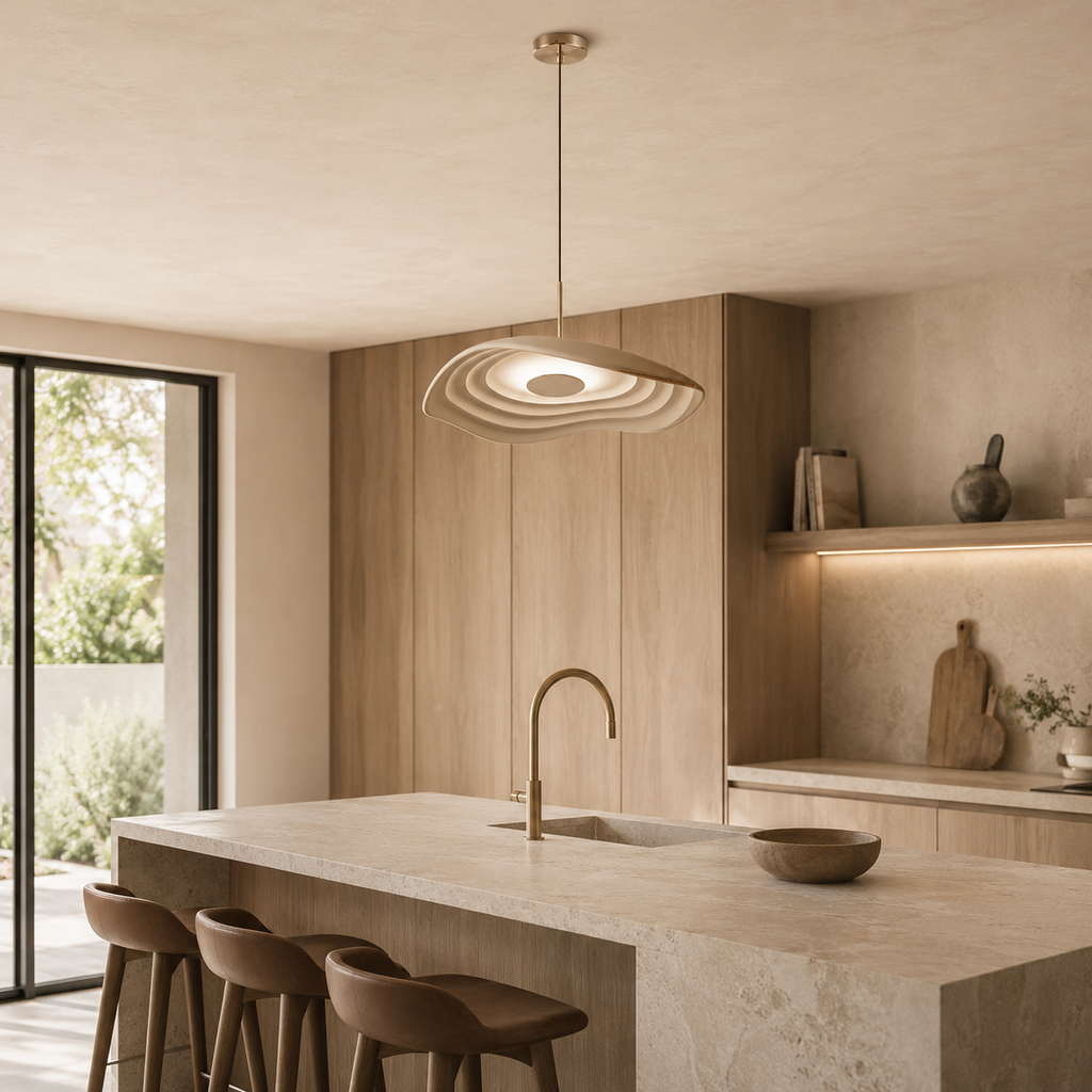 Luna Ripple Pendant Light With Warm Soft Glow In Elegant Wave Form