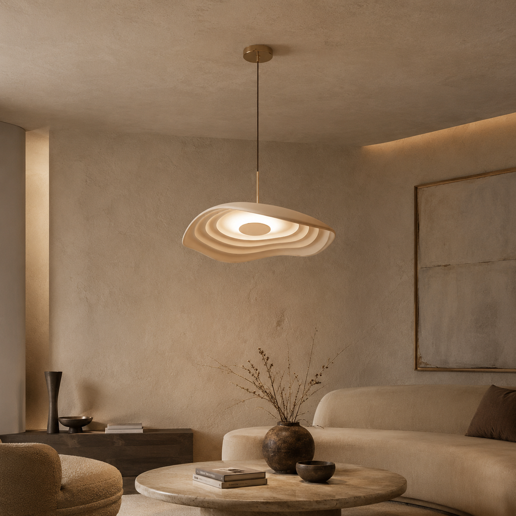 Luna Ripple Pendant Light With Warm Soft Glow In Elegant Wave Form