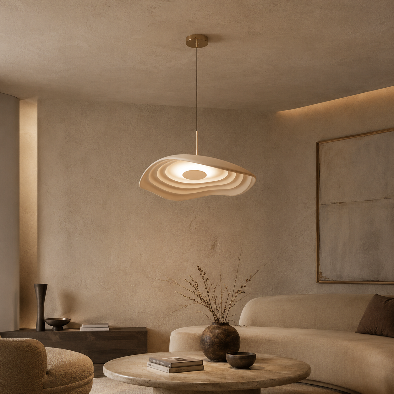 Luna Ripple Pendant Light With Warm Soft Glow In Elegant Wave Form