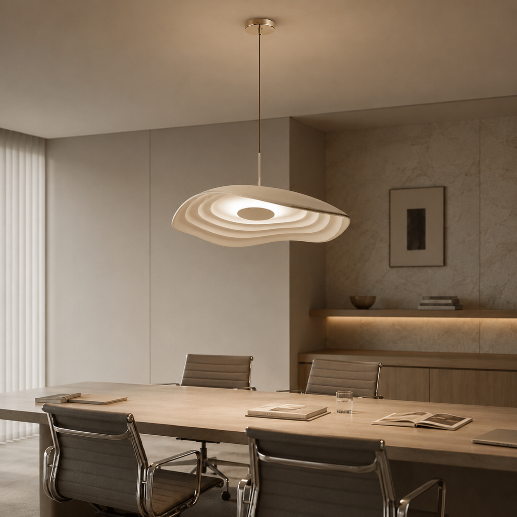 Luna Ripple Pendant Light With Warm Soft Glow In Elegant Wave Form