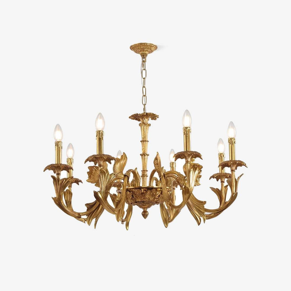 Antique Brass Chandelier, Vintage Gold Ceiling Light For Dining & Living