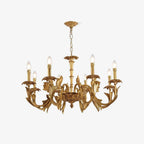 Antique Brass Chandelier, Vintage Gold Ceiling Light For Dining & Living