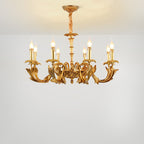 Antique Brass Chandelier, Vintage Gold Ceiling Light For Dining & Living