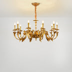 Antique Brass Chandelier, Vintage Gold Ceiling Light For Dining & Living