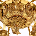 Antique Brass Chandelier, Vintage Gold Ceiling Light For Dining & Living