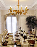 Antique Brass Chandelier, Vintage Gold Ceiling Light For Dining & Living