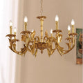 Antique Brass Chandelier, Vintage Gold Ceiling Light For Dining & Living