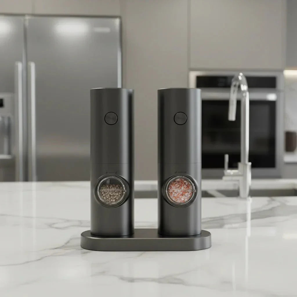 Electric Salt and Pepper Grinder Set with Adjustable Grind Setting - Fioriscas