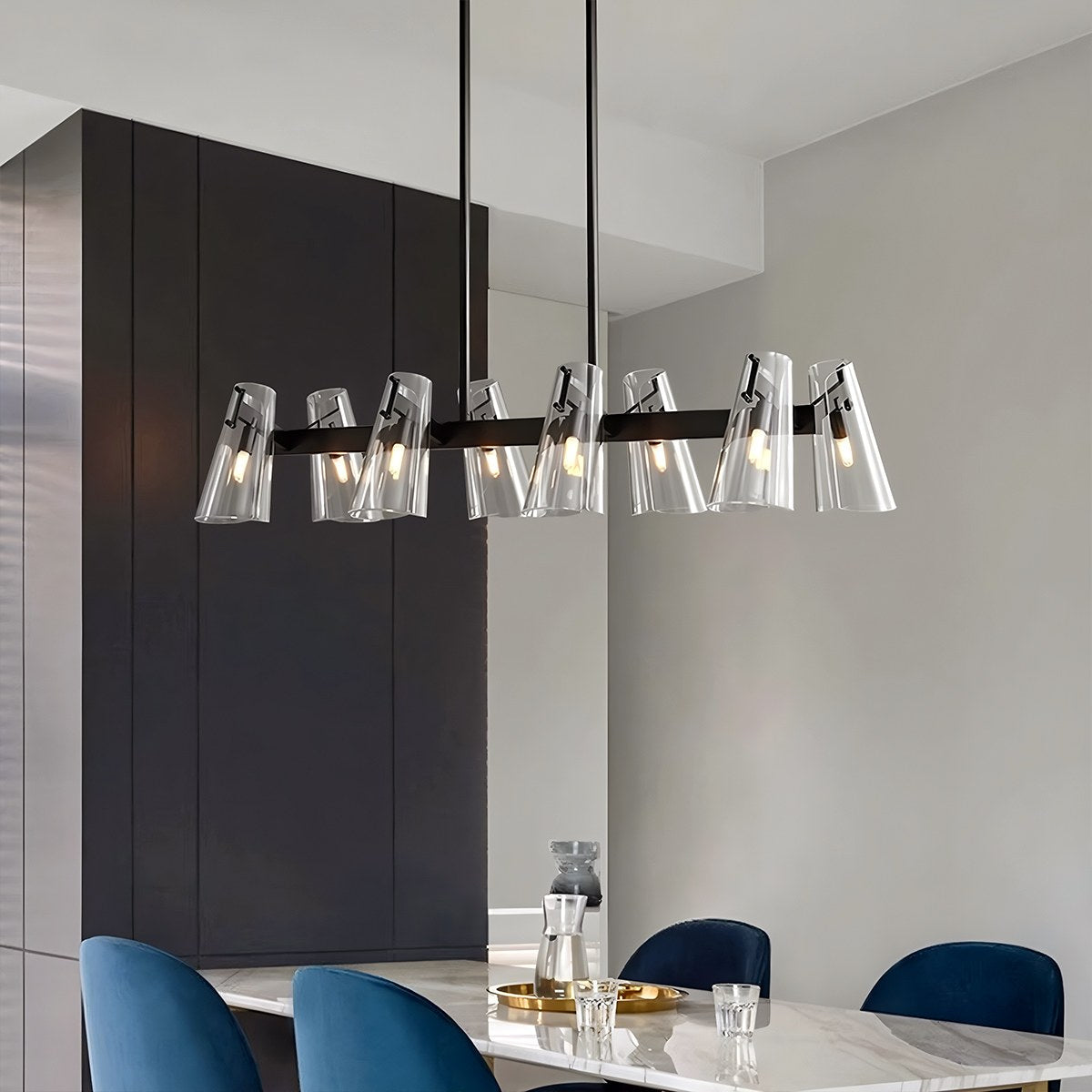 Arcadia Copper Ring Chandelier Featuring Six Clear Conical Shades