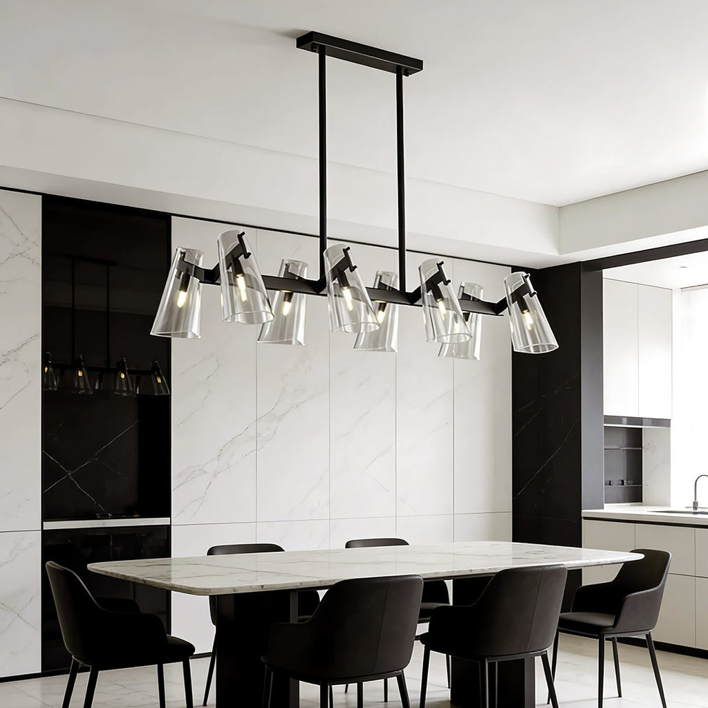Arcadia Copper Ring Chandelier Featuring Six Clear Conical Shades