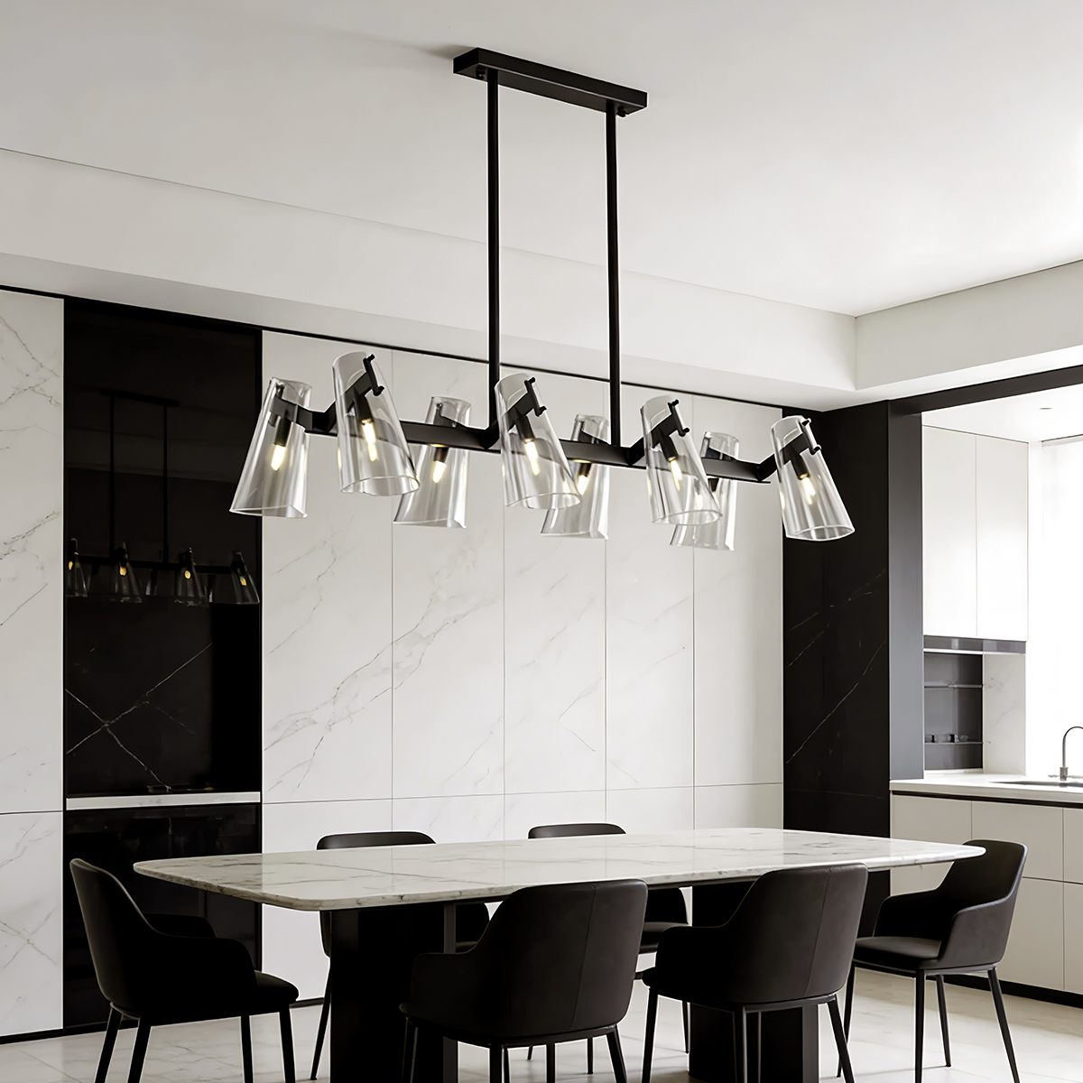 Arcadia Copper Ring Chandelier Featuring Six Clear Conical Shades