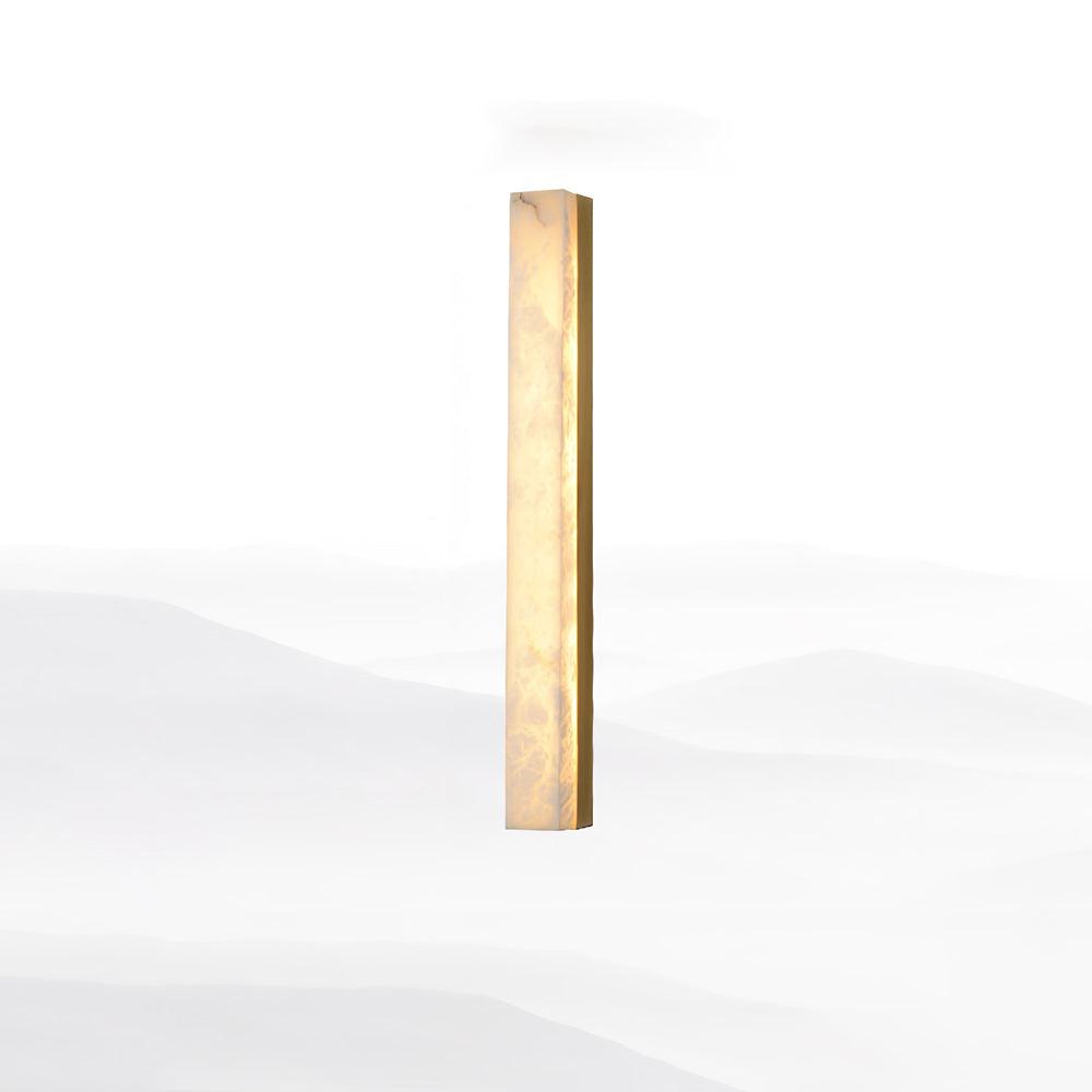 Aplique de parede Lyra Vertical em latão com cúpula de alabastro