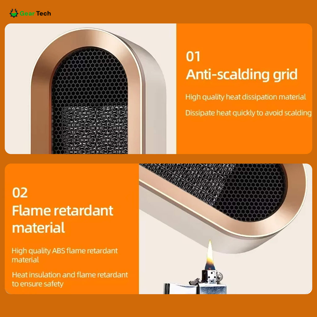 ThermaLite Compact -keraaminen tilanlämmitin, hiljainen 800 W:n digitaalinen termostaatti