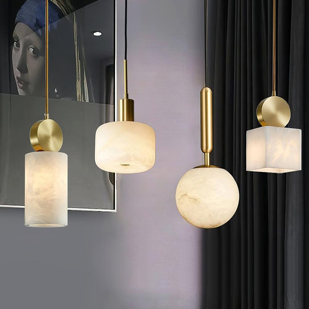 Lyrindis Cylinder Alabaster Pendant Light | Fioriscas