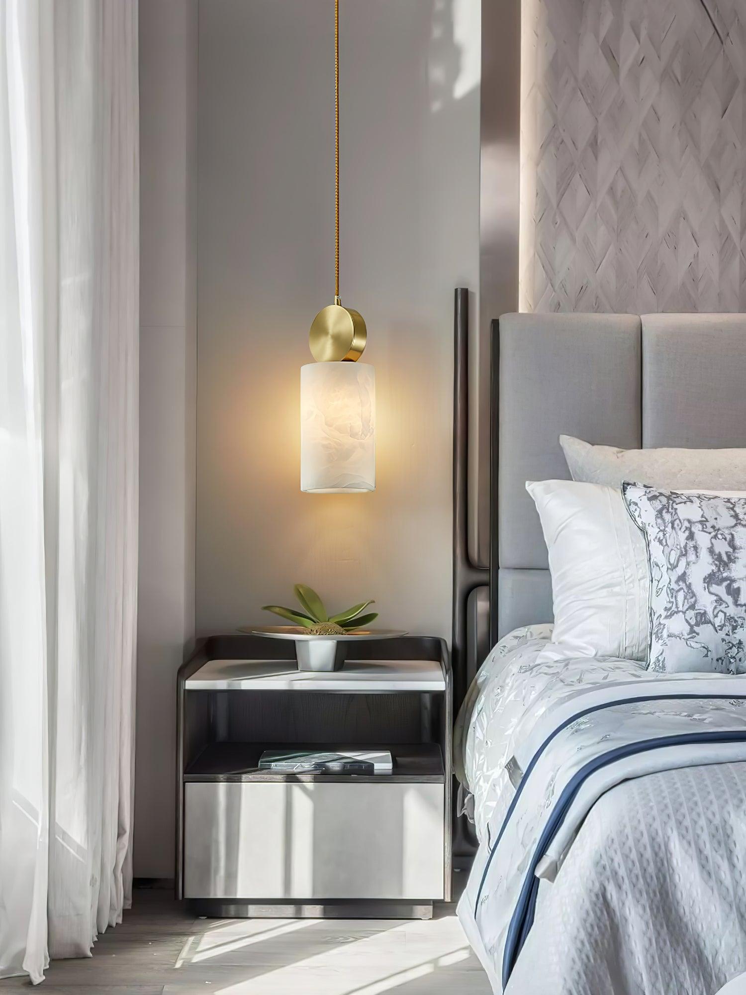 Lyrindis Cylinder Alabaster Pendant Light | Fioriscas