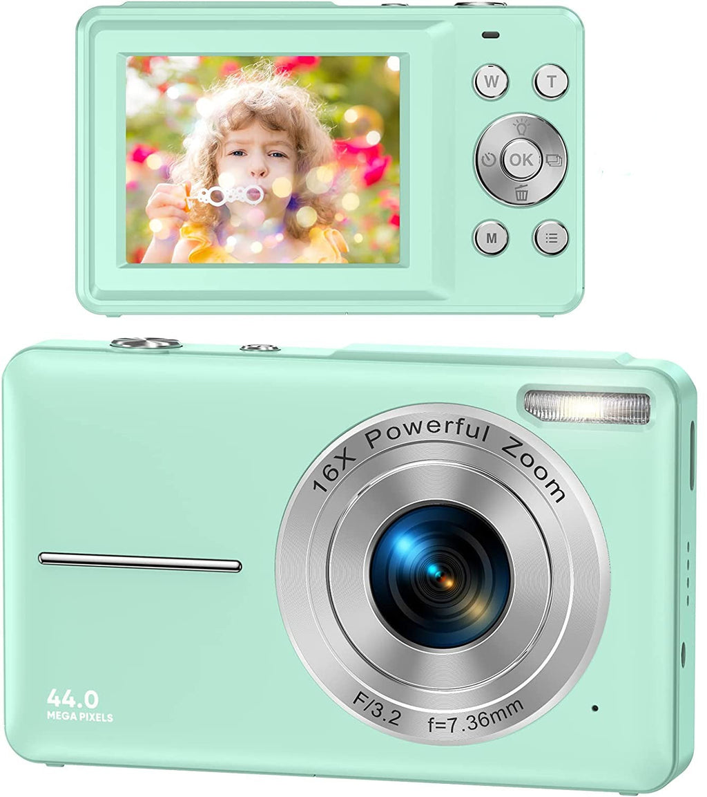 Wiederaufladbare Vlogging-Kamera mit 16-fachem Zoom, 44-MP-Fotos und 1080p-Video