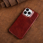 Funda premium de cuero genuino para iPhone MagSafe con recubrimiento de aceite y cera - Fioriscas
