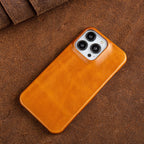 Funda premium de cuero genuino para iPhone MagSafe con recubrimiento de aceite y cera - Fioriscas