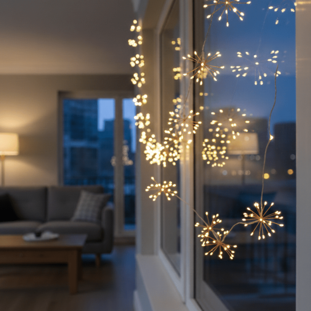 Decoratieve koperen lichtsnoer met verstelbare armen en zacht warm licht - Fioriscas