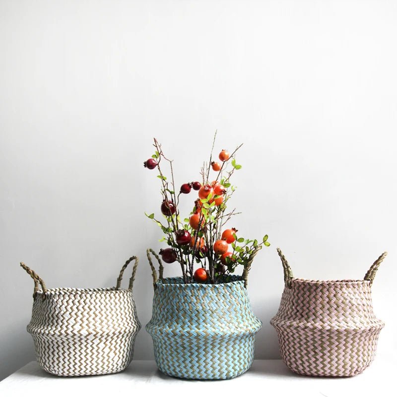 Panier en saule bohème fait main, pliable pour plantes - Fioriscas