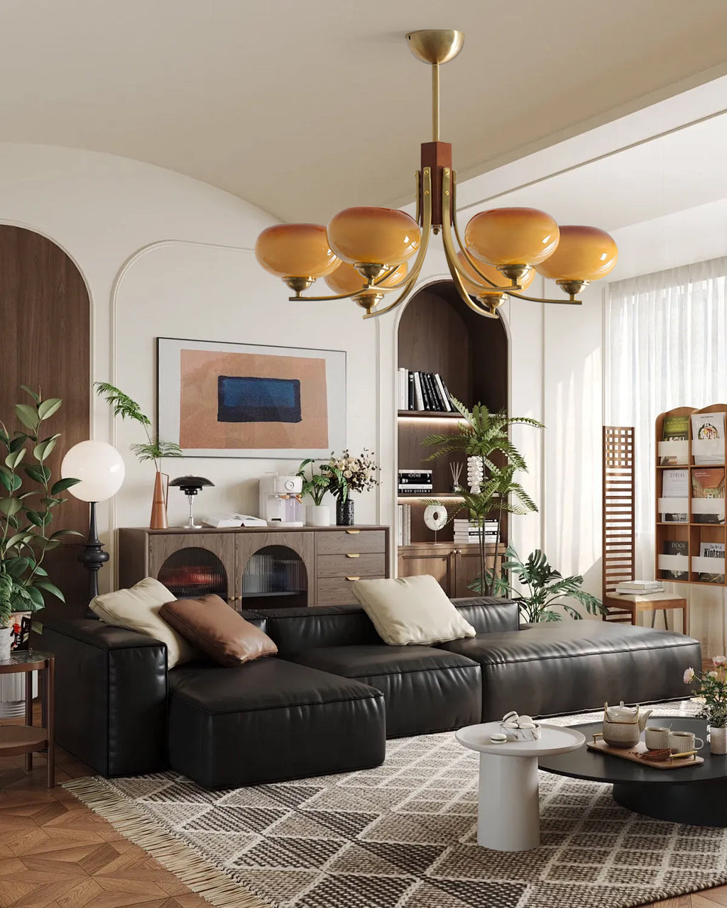 Auralyn 6-Light Amber Glass Globe Chandelier | Fioriscas