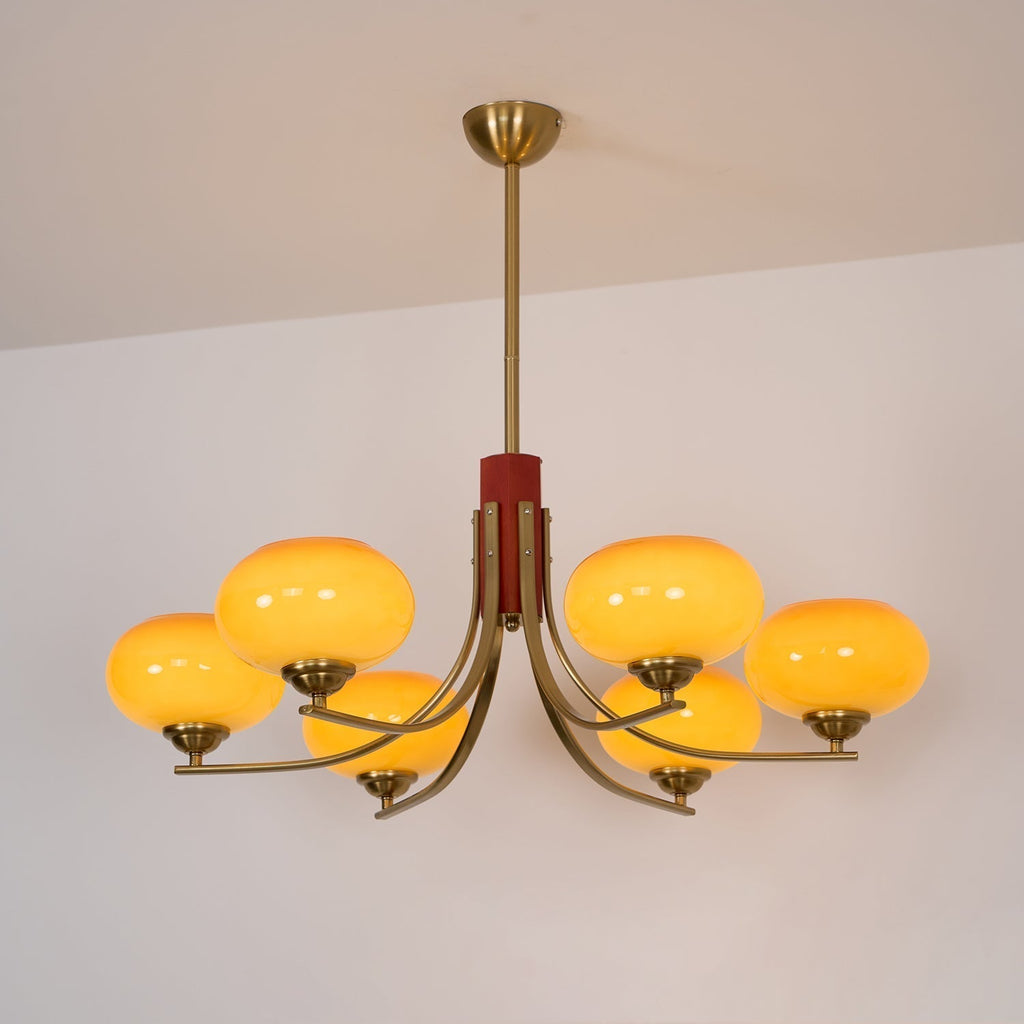 Auralyn 6-Light Amber Glass Globe Chandelier | Fioriscas