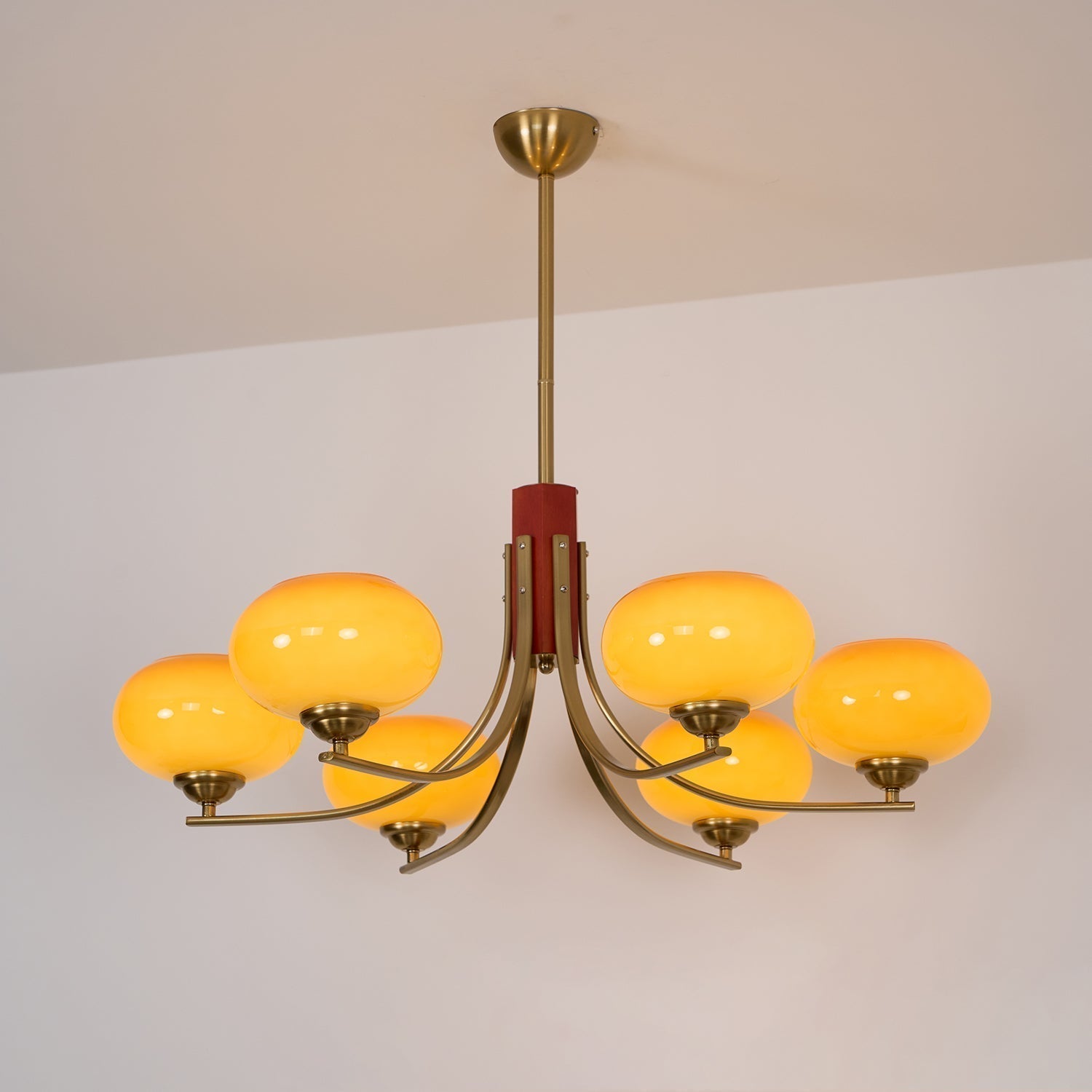 Auralyn 6-Light Amber Glass Globe Chandelier | Fioriscas
