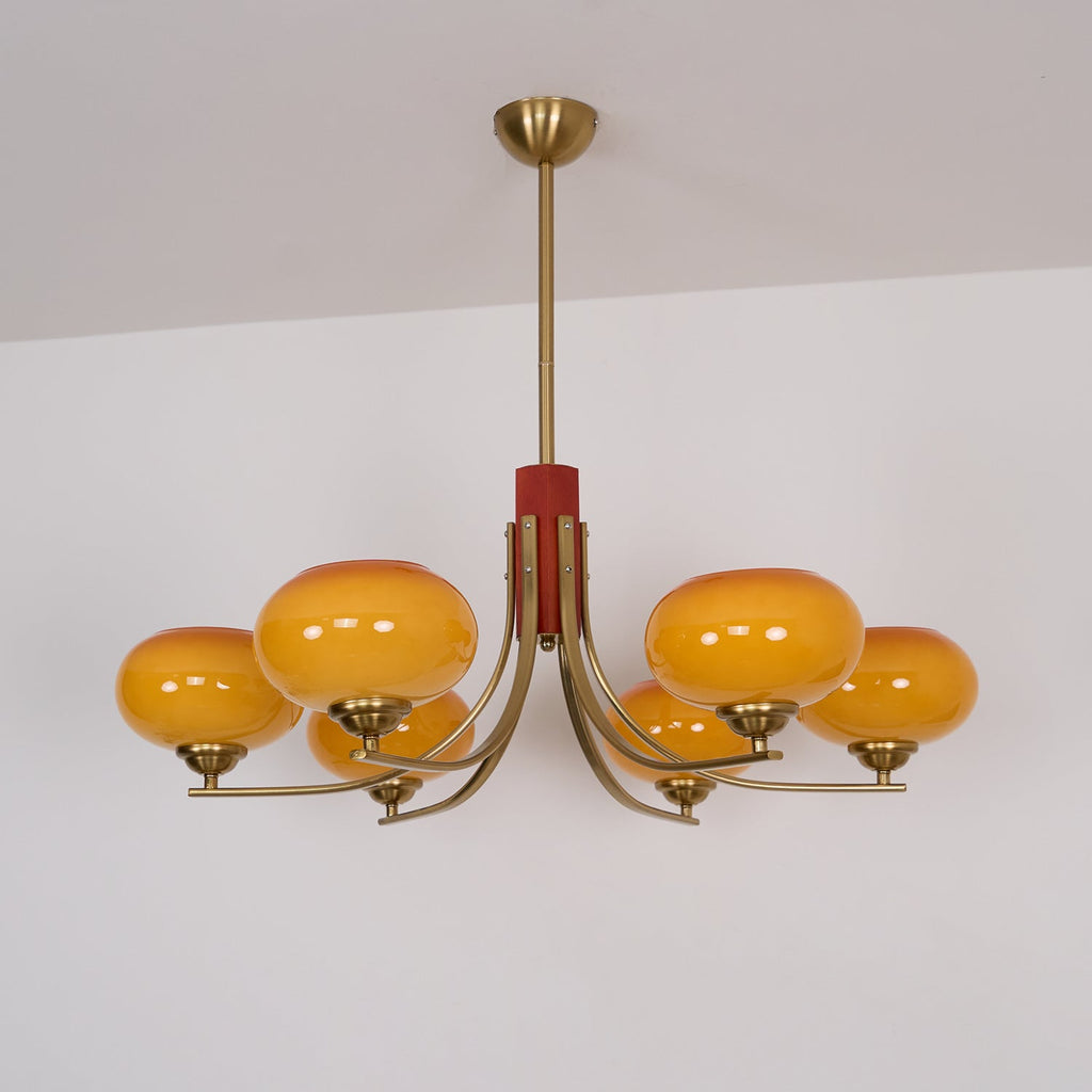 Auralyn 6-Light Amber Glass Globe Chandelier | Fioriscas