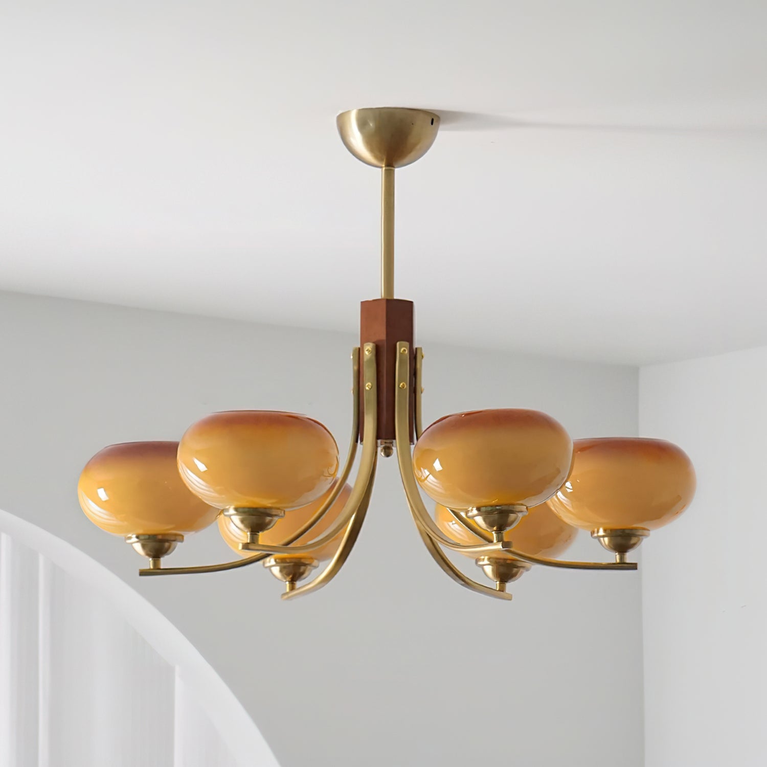 Auralyn 6-Light Amber Glass Globe Chandelier | Fioriscas
