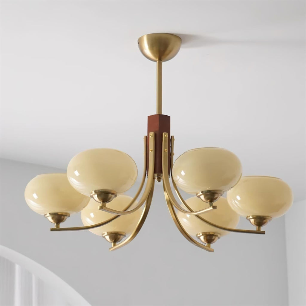Auralyn 6-Light Amber Glass Globe Chandelier | Fioriscas