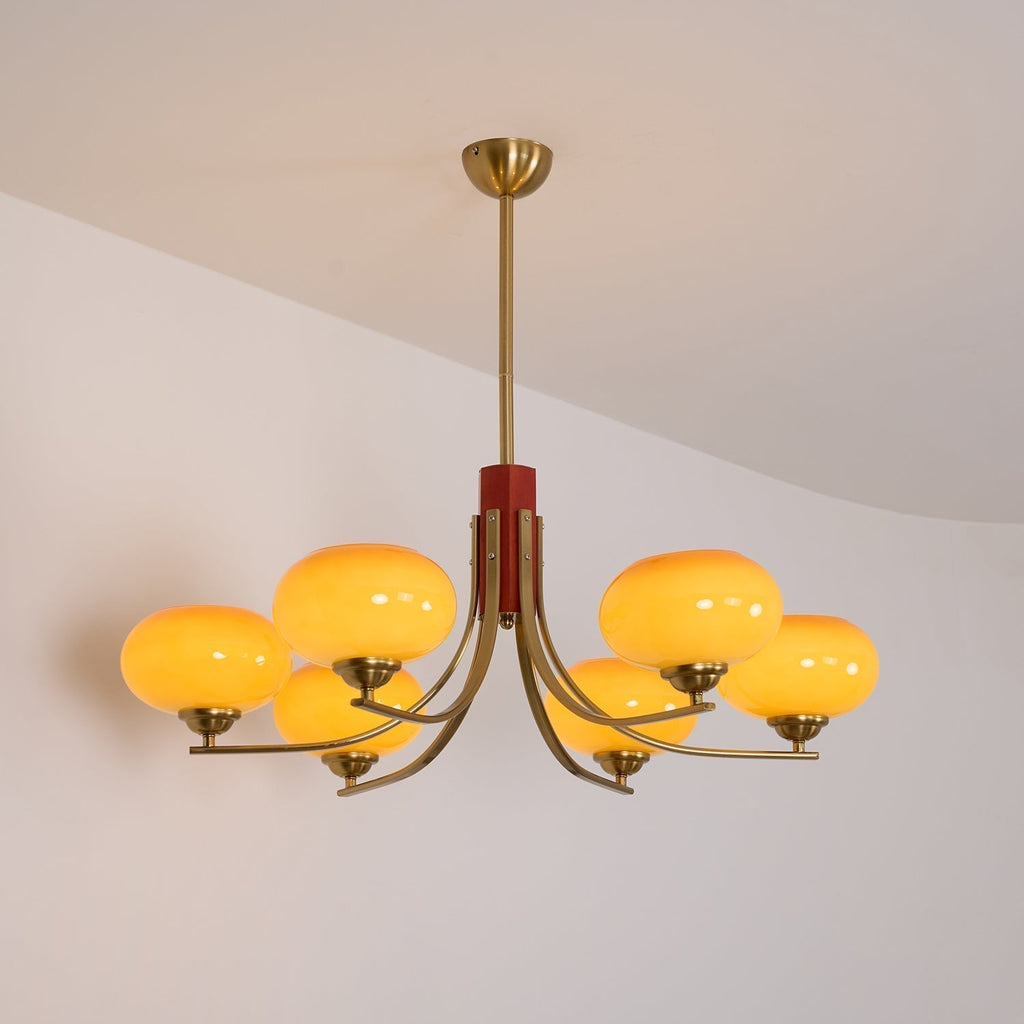 Auralyn 6-Light Amber Glass Globe Chandelier | Fioriscas