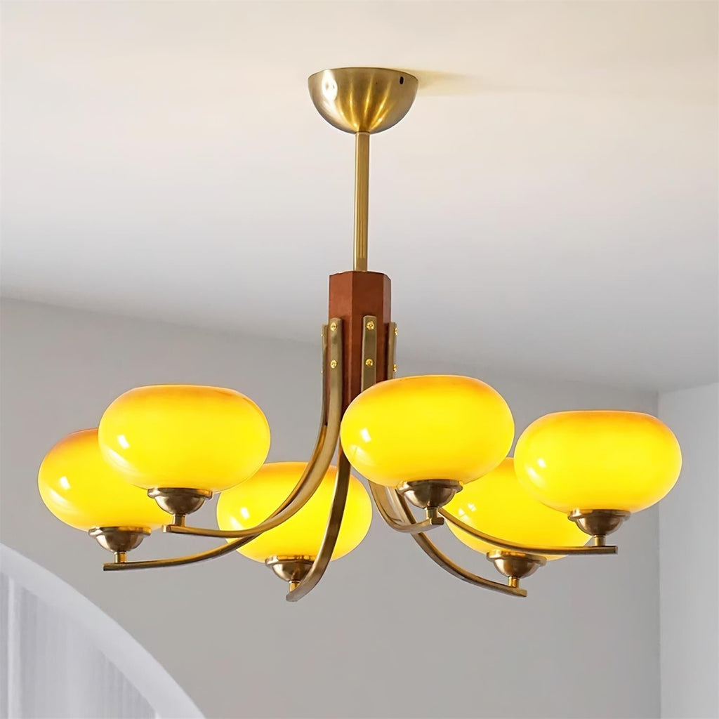 Auralyn 6-Light Amber Glass Globe Chandelier | Fioriscas