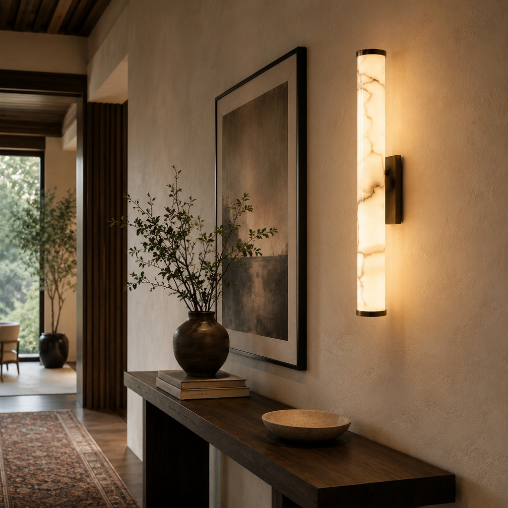 Aurelia Alabaster Glow Wall Lamp With Solid Brass Base