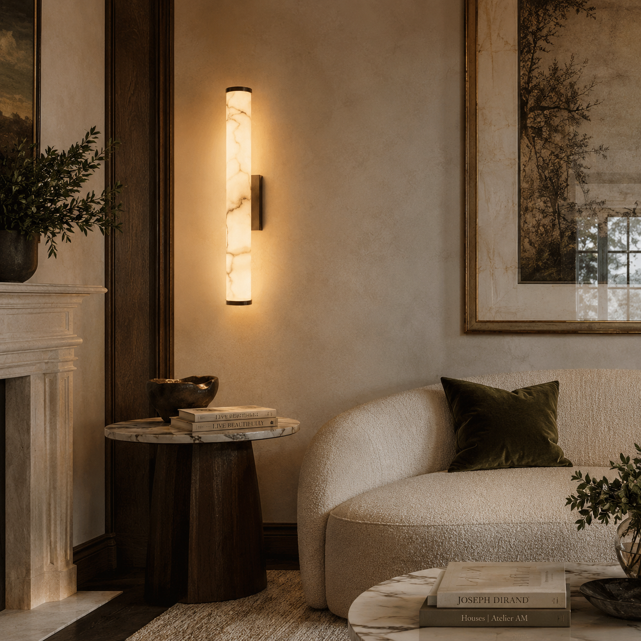Aurelia Alabaster Glow Wall Lamp With Solid Brass Base