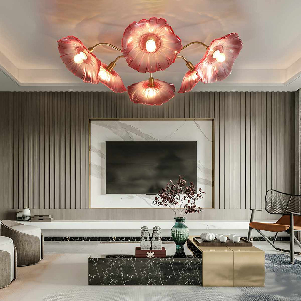 Blossom Glass Flower Ceiling Light With Soft Diffused Illumination