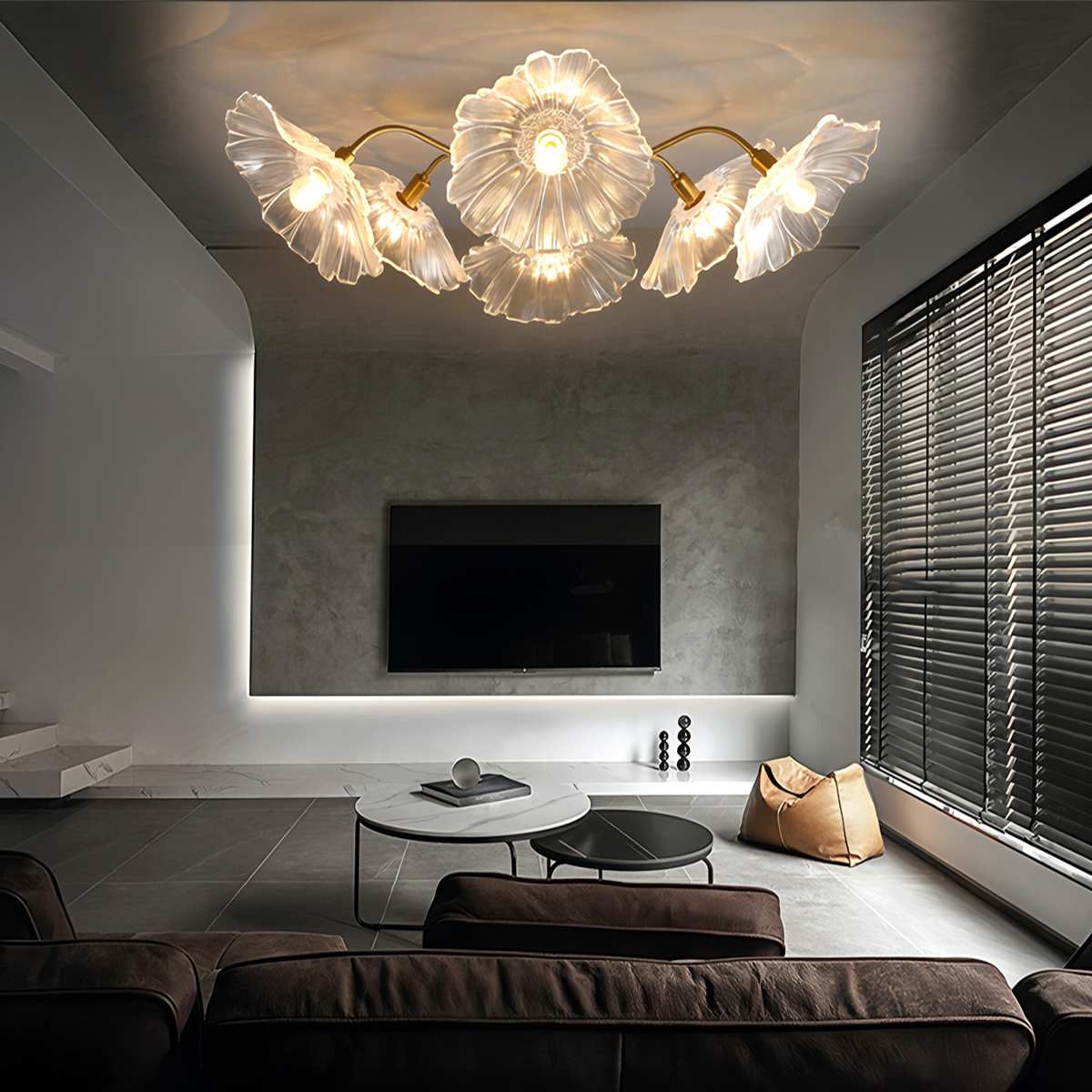 Blossom Glass Flower Ceiling Light With Soft Diffused Illumination