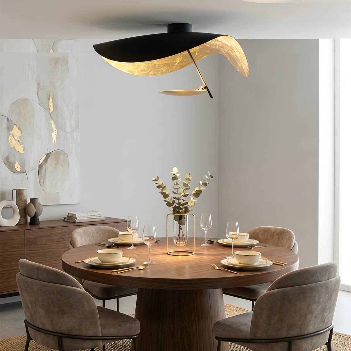 VerdeLeaf Orb Ceiling Light With Reflective Disc And Metal Shade