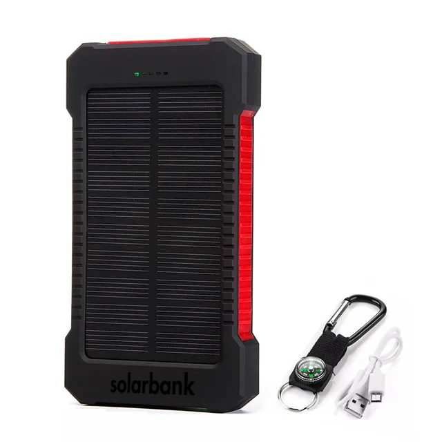 SolarPulse 20000 mAh solcelle-powerbank med LED-lommelygte