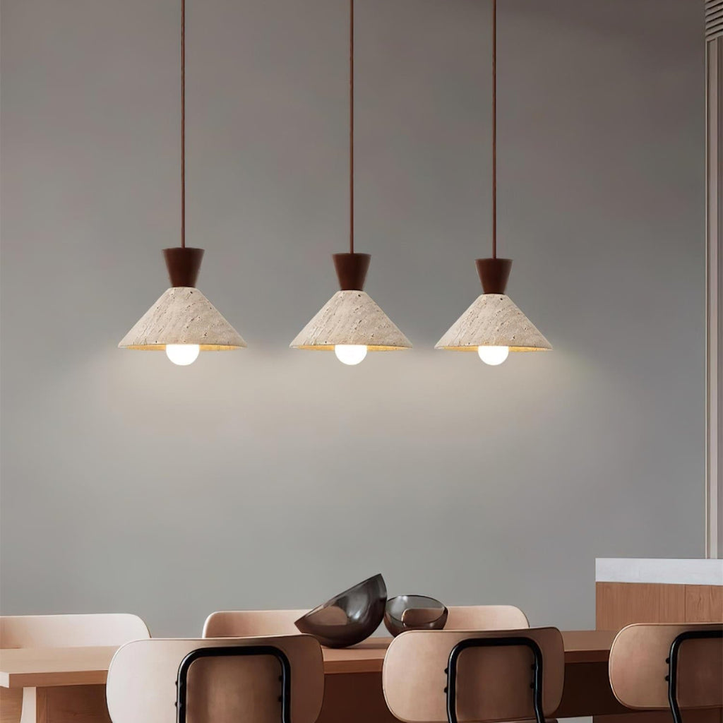 Ritta   Travertine Pendant Lamp Hat Shape | Fioriscas