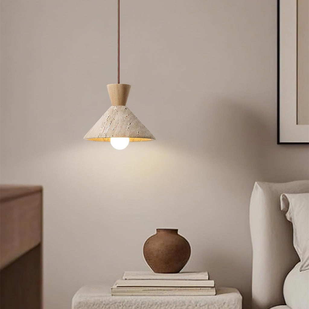 Ritta   Travertine Pendant Lamp Hat Shape | Fioriscas
